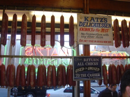 Salamis at Katz's Deli, Lower East Side, Manhattan Salamis at Katz's Deli, Lower East Side, Manhattan
