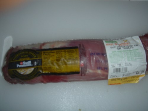 porktenderloin This is what packaged pork tenderloin looks like in the meat section at the grocer.